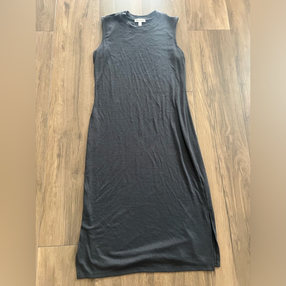 Prologue Women’s Sleeveless Tank Long Knit Double Side Slit Gray Dress Size S